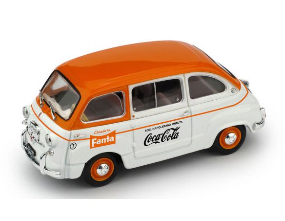 BRUMM BM0648 FIAT 600D MULTIPLA COMMERCIALE FANTA/COCA COLA 1961 1:43 Modellino