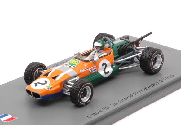 SPARK MODEL SF186 LOTUS 59 N.2 3e GP D'ALBI F2 1969 JOCHEN RINDT 1:43 Modellino
