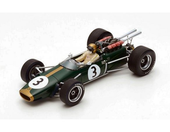 SPARK MODEL S18503 BRABHAM BT24 JACK BRABHAM 1967 N.3 WINNER FRENCH GP 1:18 Modellino