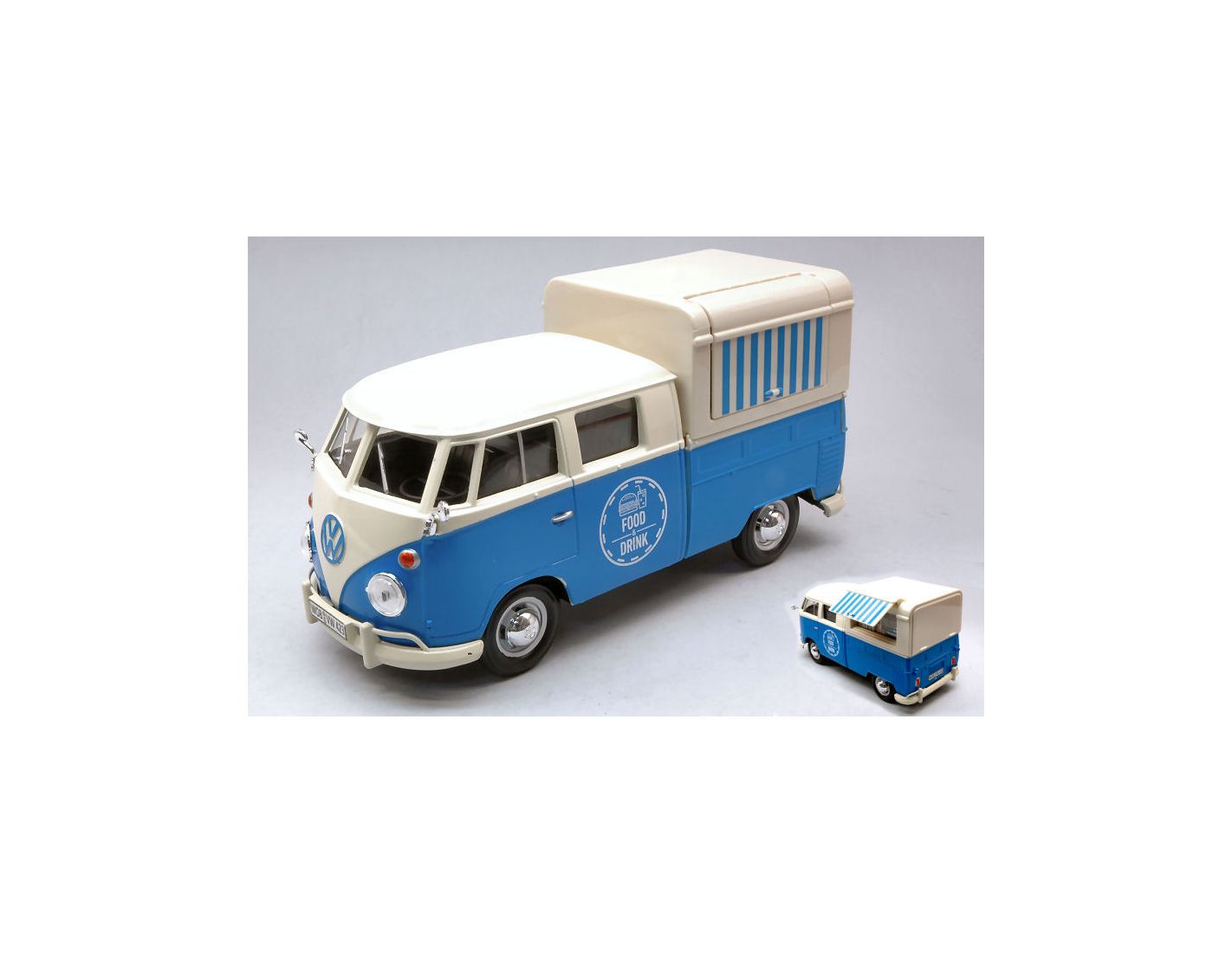 MotorMax Modellino VW Type 2 T1 1965 | Delivery Van Airport Runway Scala 1:24 | Colori Nero/Arancio | MTM79572