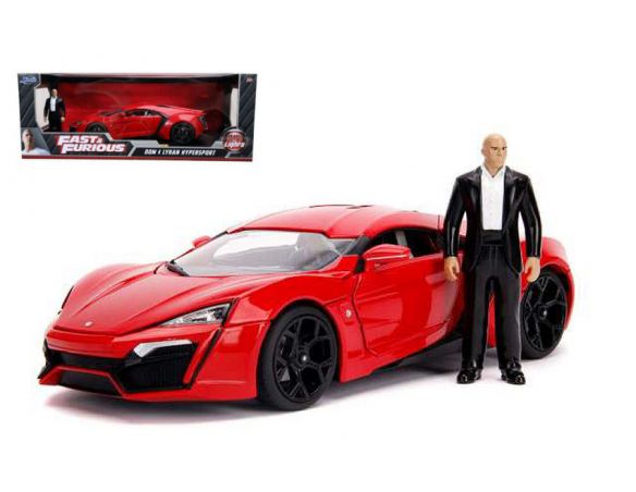 JADA TOYS JADA31140 LYKAN HYPERSPORT FAST & FURIOUS 7 W/LIGHTS & DOM FIGURE 1:18 Modellino