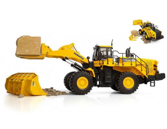 UNIVERSAL HOBBIES UH8153 PALA GOMMATA KOMATSU WA600-8 CON FORCA x BLOCCHI 1:50 Modellino