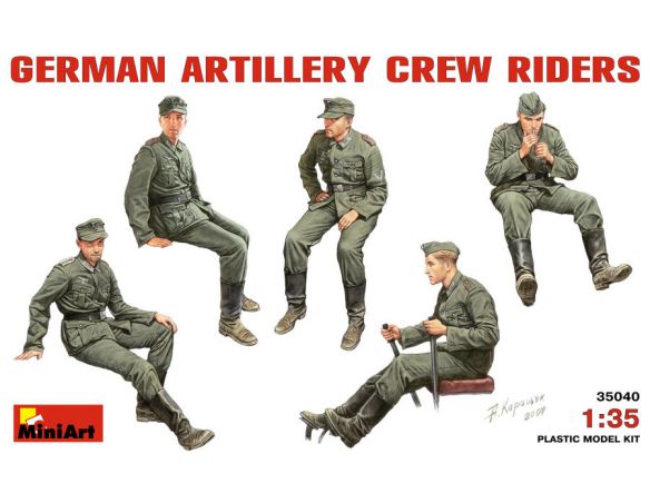 MINIART MIN35040 GERMAN ARTILLERY CREW RIDERS KIT 1:35 Modellino