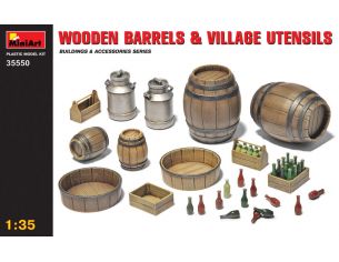 MINIART MIN35550 WOODEN BARRELS & VILLAGE UTENSILS KIT 1:35 Modellino