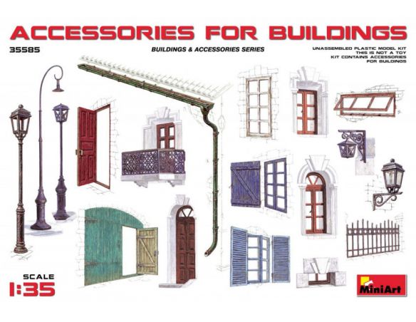 MINIART MIN35585 ACCESSORIES FOR BUILDINGS KIT 1:35 Modellino