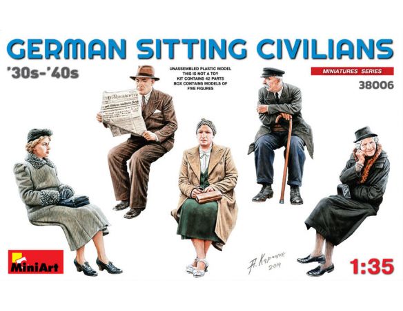 MINIART MIN38006 GERMAN SITTING CIVILIANS 30S-40S KIT 1:35 Modellino