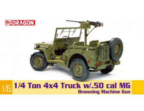 DRAGON D75052 1/4 TON 4x4 TRU8CK W/M2 50-Cal MACHINE GUN KIT 1:6 Modellino