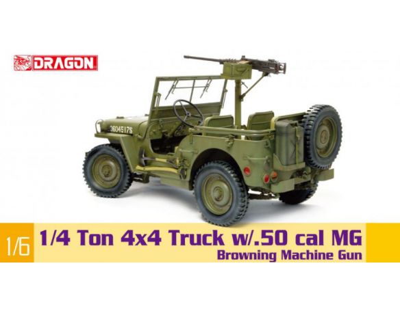DRAGON D75052 1/4 TON 4x4 TRU8CK W/M2 50-Cal MACHINE GUN KIT 1:6 Modellino