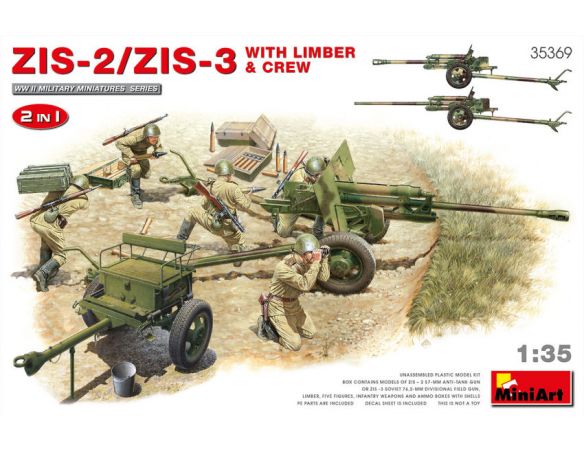 MINIART MIN35369 ZIS-2/ZIS-3WITH LIMBER & CREW 2 IN 1 KIT 1:35 Modellino