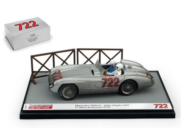 BRUMM BMS2017 MERCEDES 300 SLR N.722 WINNER MILLE MIGLIA 1955 S.MOSS-D.JEKINSON 1:43 Modellino