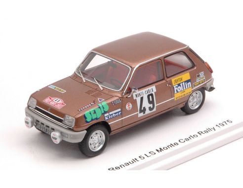 SPARK MODEL S6019 RENAULT 5 LS N.49 MONTE CARLO 1975 ALAIN FOLLIN-PIERRE BERTRAND 1:43 Modellino