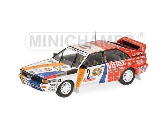 Minichamps PM430841991 AUDI QUATTRO N.2 WINNER HUNSRUCK RALLY 1984 DEMUTH/LUX 1:43 Modellino