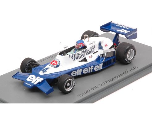 SPARK MODEL S7236 TYRRELL 008 PATRICK DEPAILLER 1978 N.4 3rd ARGENTINA GP 1:43 Modellino
