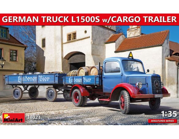 MINIART MIN38023 GERMAN TRUCK L1500S W/CARGO TRAILER KIT 1:35 Modellino