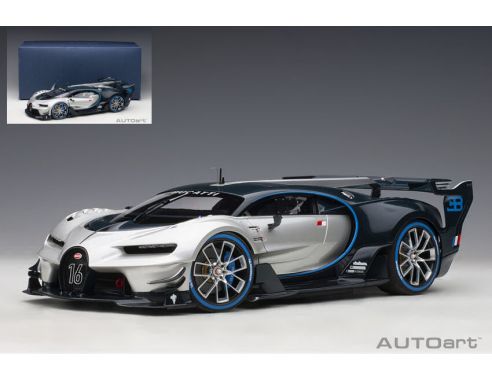 AUTOART AA70987 BUGATTI VISION GT 2015 SILVER/BLUE CARBON 1:18 Modellino