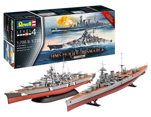 REVELL RV05174 HMS HOOD VS.BISMARCK KIT 1:700 1:720 Modellino