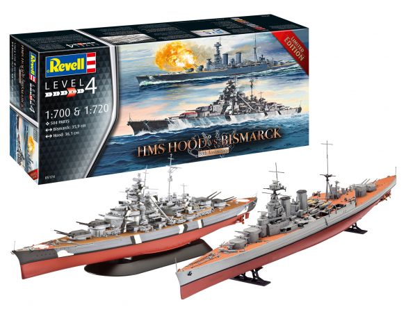 REVELL RV05174 HMS HOOD VS.BISMARCK KIT 1:700 1:720 Modellino