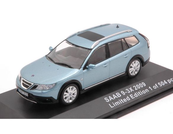 TRIPLE 9 T9-43076 SAAB 9-3X 2009 SILVER-BLUE 1:43 Modellino