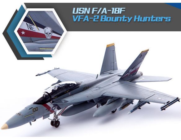 ACADEMY ACD12567 USN F/A-18F VFA-2 BOUNTY HUNTERS KIT 1:72 Modellino