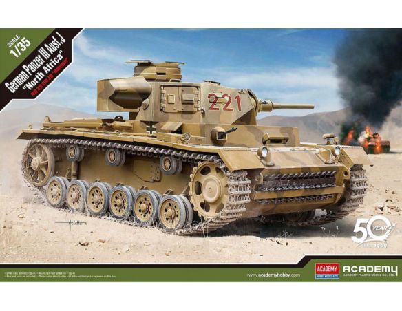 ACADEMY ACD13531 GERMAN PANZER III AUSF.J NORTH AFRICA KIT 1:35 Modellino