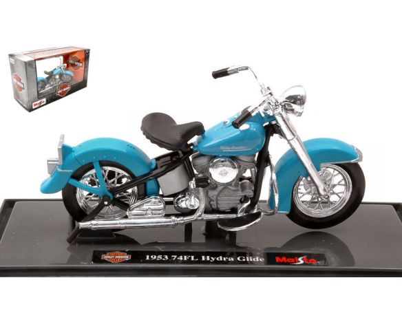 MAISTO MI20115 HARLEY DAVIDSON 74FL HYDRA GLIDE 1953 LIGHT BLUE 1:18 Modellino