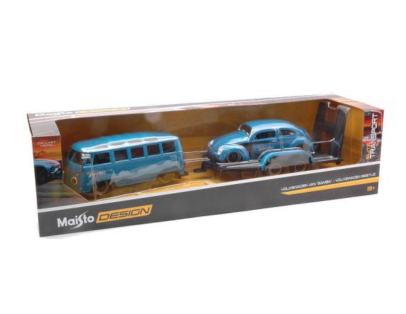 MAISTO MI32752 VW T1 VAN SAMBA + VW KEVER BLUE 2 CAR SET 1:24 Modellino