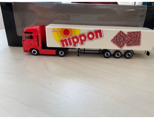 Herpa 451260 Man Tga Box Semitrailer Nippon Magic Modellino SCATOLA ROVINATA