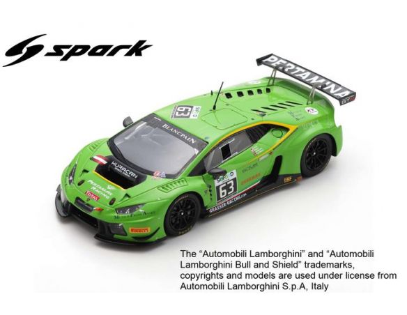 SPARK MODEL SB287 LAMBORGHINI HURACAN GT3 N.63 24 H SPA 2016 ALESSI-POHLER-FJORD.AND.1:43 Modellino