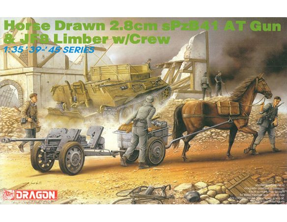 DRAGON D6079 HORSE DRAW 2.8 cm sPzB41 AT GUN KIT 1:35 Modellino