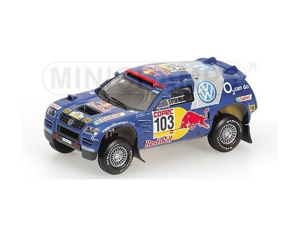 MINICHAMPS 436055303 VOLKSWAGEN RACE TOUAREG SABY WINNERS RALLY POR LAS PAMPAS 2005 Modellino