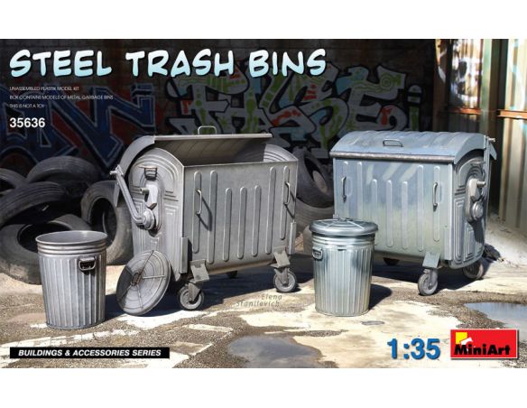 MINIART MIN35636 STEEL TRASH BINS KIT 1:35 Modellino