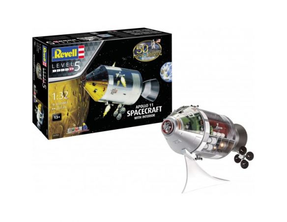 REVELL RV03703 APOLLO 11 SPACECRAFT WITH INTERIOR (50 YEARS MOON LANDING) KIT 1:32 Modellino