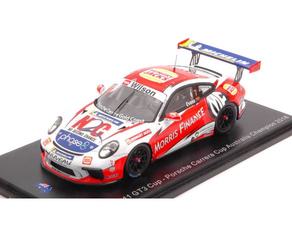 SPARK MODEL AS032 PORSCHE 911 GT3 N.7 CARRERA CUP AUSTRALIA CHAMPION J.EVANS 1:43 Modellino