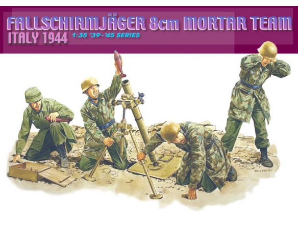 DRAGON D6215 FALLSCHIRMJAGER 8 cm MORTAR TEAM KIT 1:35 Modellino