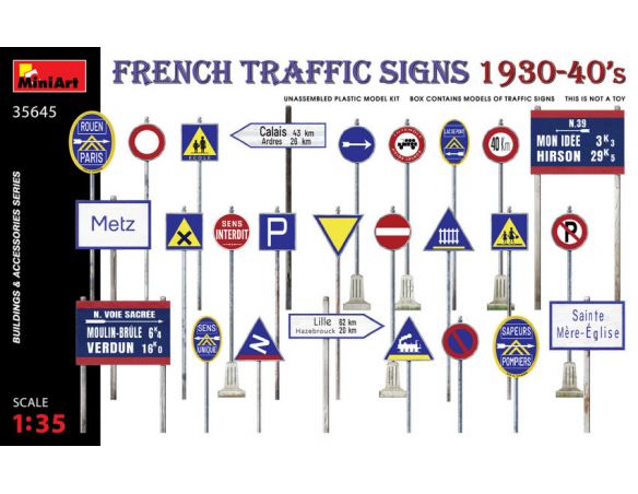 MINIART MIN35645 FRENCH TRAFFIC SIGNS 1930-40s KIT 1:35 Modellino