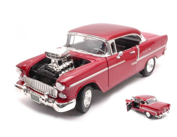 MOTORMAX MTM79002R CHEVROLET BEL AIR 1955 METALLIC RED 1:18 Modellino