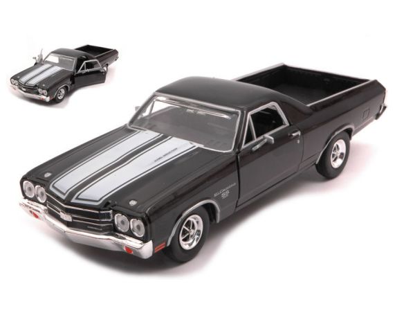MOTORMAX MTM79347BK CHEVROLET EL CAMINO SS396 1970 BLACK W/WHITE STRIPES 1:24 Modellino
