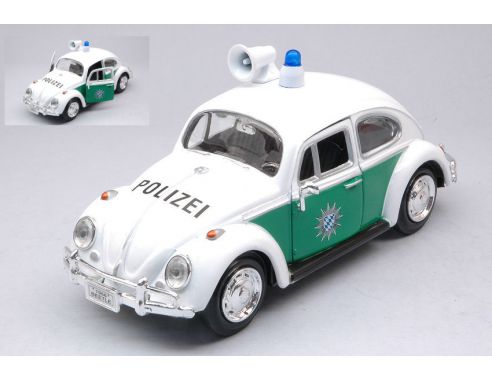 MOTORMAX MTM79588 VW BEETLE POLIZEI WHITE/GREEN 1:24 Modellino