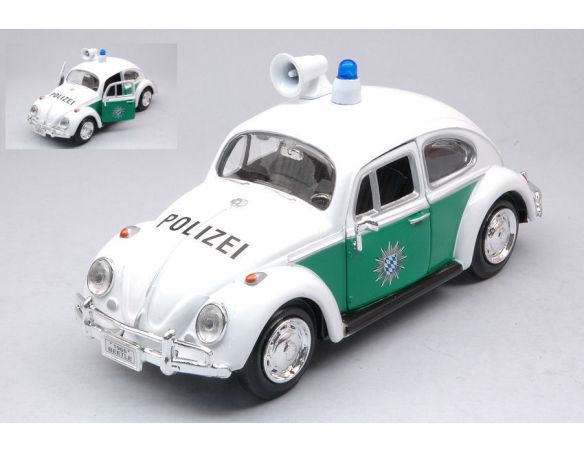 MOTORMAX MTM79588 VW BEETLE POLIZEI WHITE/GREEN 1:24 Modellino