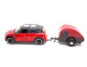 MOTORMAX MTM79761 MINI COOPER S COUNTRYMAN WITH CAMPER TRAILER RED/BLACK 1:24 Modellino