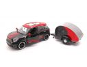 MOTORMAX MTM79762 MINI COOPER S COUNTRYMAN WITH CAMPER TRAILER BLACK/RED 1:24 Modellino