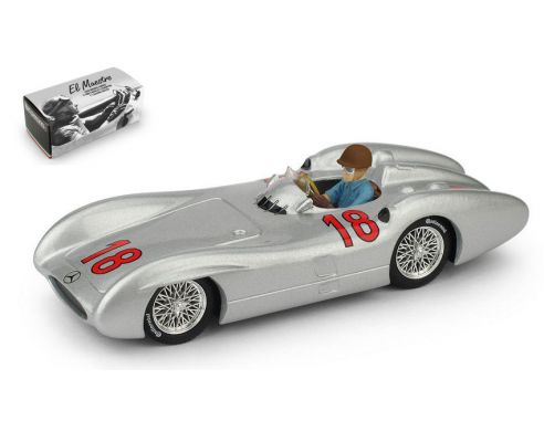 BRUMM BM0280CH MERCEDES W 196 M.FANGIO 1954 N.18 FRANCE GP WORLD CHAMPION W/PILOTE 1:43 Modellino