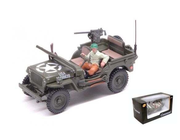 CARARAMA CA4-90141 JEEP 1/4 Ton.C/MITRAGLIA E FIGURA 1:43 Modellino