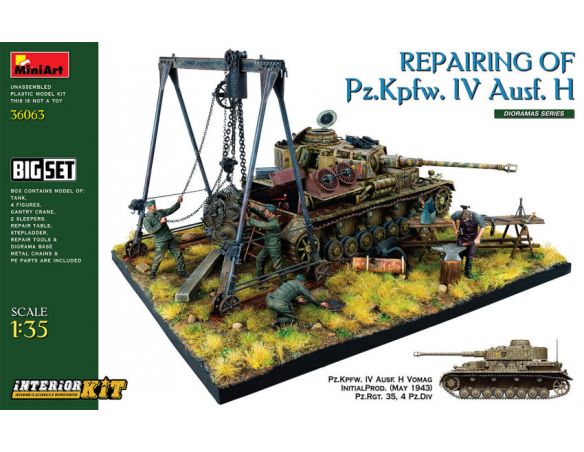 MINIART MIN36063 REPAIRING OF Pz.Kpfw.IV Ausf.H BIG SET KIT 1:35 Modellino