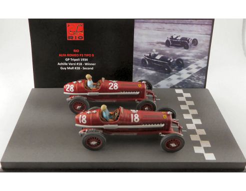 RIO RI4660P ALFA ROMEO P3 G.P.TRIPOLI 1934 N.18 WINNER VARZI/ N.28 2nd MOLL 1:43 Modellino