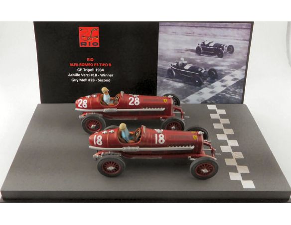 RIO RI4660P ALFA ROMEO P3 G.P.TRIPOLI 1934 N.18 WINNER VARZI/ N.28 2nd MOLL 1:43 Modellino