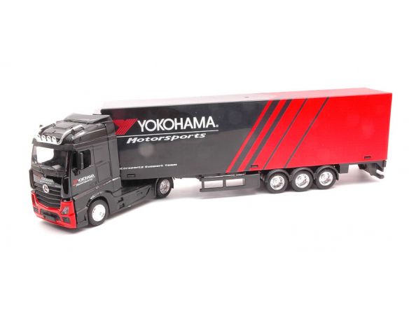 BBURAGO BU31460Z MERCEDES ACTROS GIGASPACE HAULER WITH TRAILER YOKOHAMA 1:43 Modellino