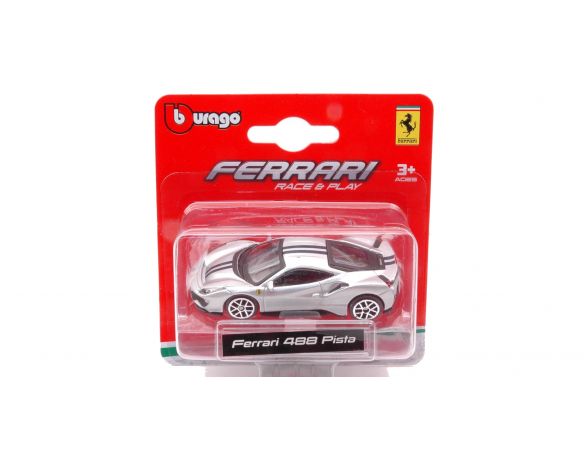 BBURAGO BU56017Z FERRARI488 PISTA 2019 SILVER BLISTER 1:64 Modellino