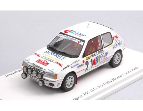 SPARK MODEL S9453 PEUGEOT 205 GTI N.21 3rd MONTE CARLO 1988 J.P.BALLET-M.C.LALLEMENT 1:43 Modellino