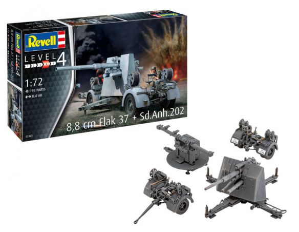 REVELL RV03325 8,8 cm FLAK 37 + Sd.Anh.202 KIT 1:72 Modellino